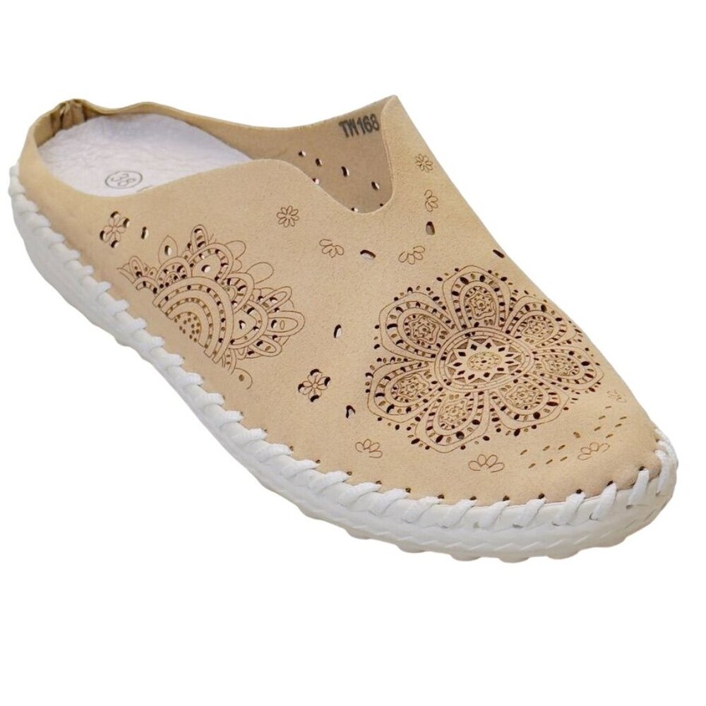 BERNIE MEV. Women's Beige Laser-Cut Slip-On TW138 Shoes Size 38